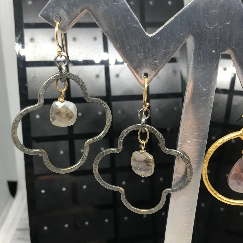 Modernist geometric earrings bundle gold plated hooks dangle drop trendy.